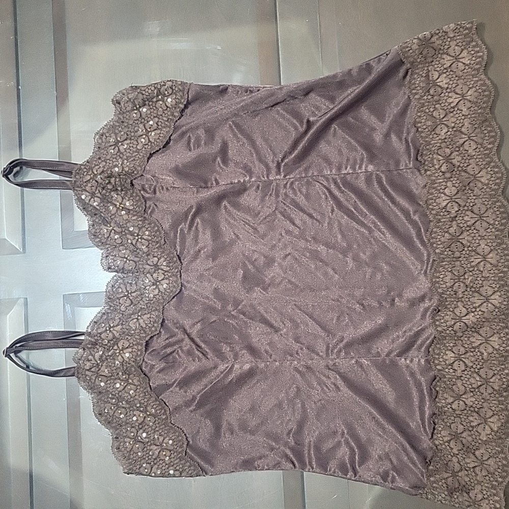 Petite Sophisticate Taupe Lace Camisole